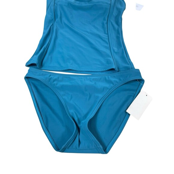 Calvin Klein Women’s 2-Piece Pleated Front Tankini Swimsuit Set Size 6 Teal NWT - Picture 3 of 16